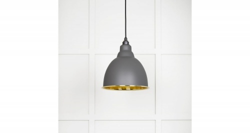 Hammered Brass Brindley Pendant in Bluff