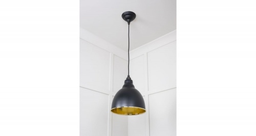 Hammered Brass Brindley Pendant in Elan Black