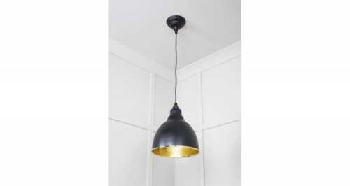 Hammered Brass Brindley Pendant in Elan Black