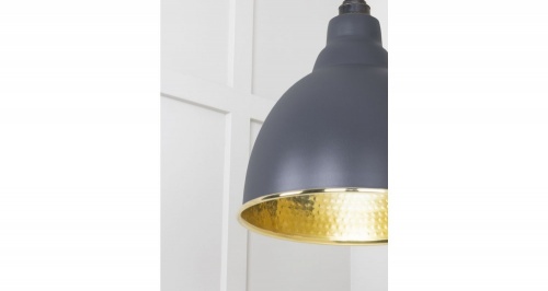 Hammered Brass Brindley Pendant in Slate