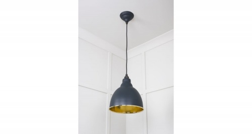 Hammered Brass Brindley Pendant in Soot