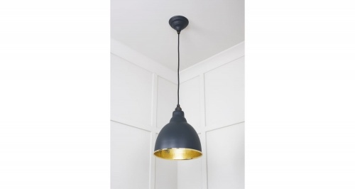 Hammered Brass Brindley Pendant in Soot