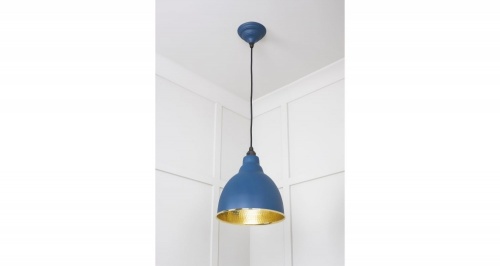 Hammered Brass Brindley Pendant in Upstream