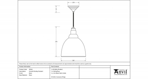 Smooth Brass Brindley Pendant