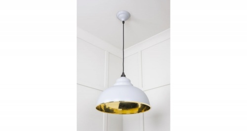 Hammered Brass Harborne Pendant in Birch