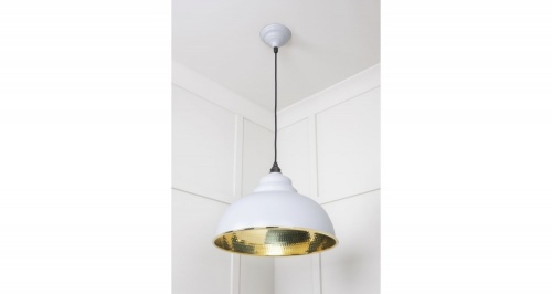 Hammered Brass Harborne Pendant in Birch