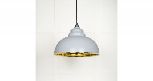 Hammered Brass Harborne Pendant in Birch