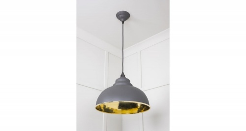 Hammered Brass Harborne Pendant in Bluff