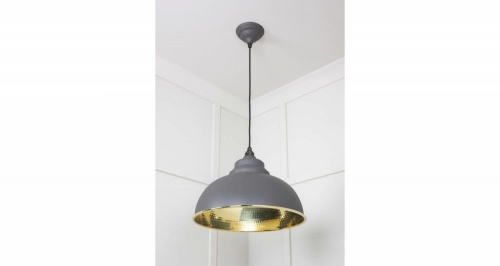 Hammered Brass Harborne Pendant in Bluff