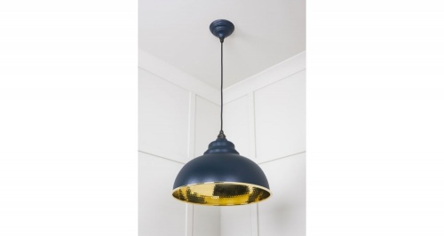 Hammered Brass Harborne Pendant in Dusk