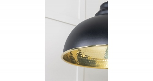 Hammered Brass Harborne Pendant in Elan Black