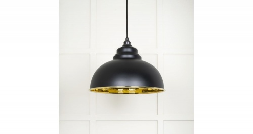 Hammered Brass Harborne Pendant in Elan Black