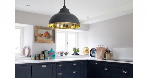 Hammered Brass Harborne Pendant in Slate