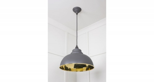 Smooth Brass Harborne Pendant in Bluff