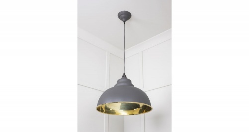 Smooth Brass Harborne Pendant in Bluff