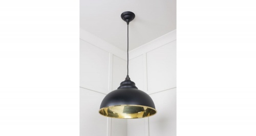 Smooth Brass Harborne Pendant in Elan Black