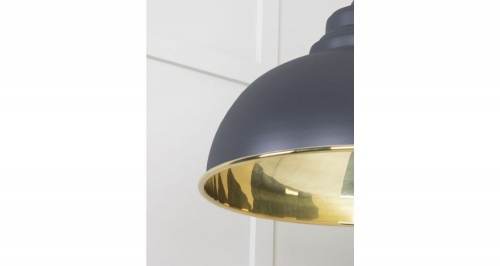 Smooth Brass Harborne Pendant in Slate