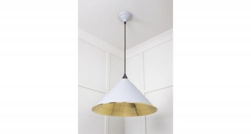 Hammered Brass Hockley Pendant in Birch