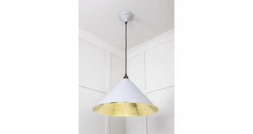 Hammered Brass Hockley Pendant in Birch