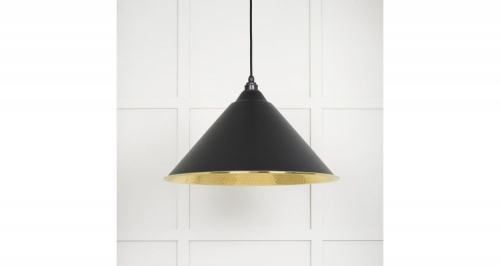 Hammered Brass Hockley Pendant in Elan Black