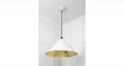 Hammered Brass Hockley Pendant in Flock