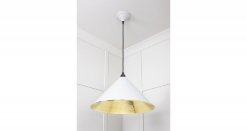 Hammered Brass Hockley Pendant in Flock