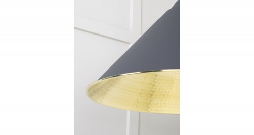 Hammered Brass Hockley Pendant in Slate