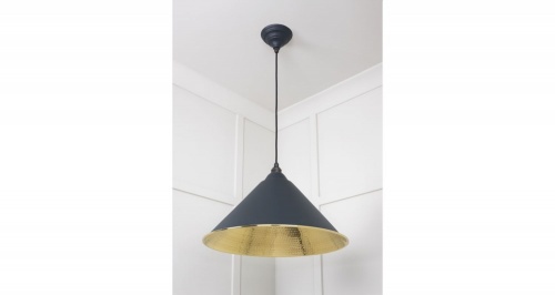 Hammered Brass Hockley Pendant in Soot