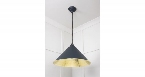 Hammered Brass Hockley Pendant in Soot