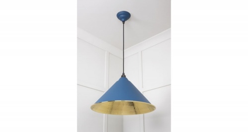 Hammered Brass Hockley Pendant in Upstream