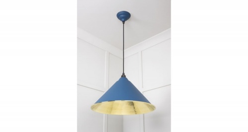 Hammered Brass Hockley Pendant in Upstream