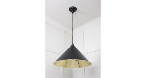 Smooth Brass Hockley Pendant in Elan Black