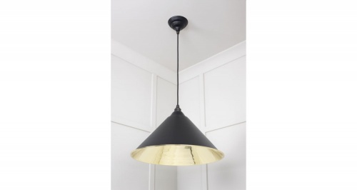 Smooth Brass Hockley Pendant in Elan Black