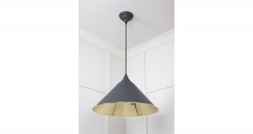 Smooth Brass Hockley Pendant in Slate