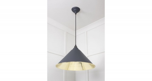 Smooth Brass Hockley Pendant in Slate