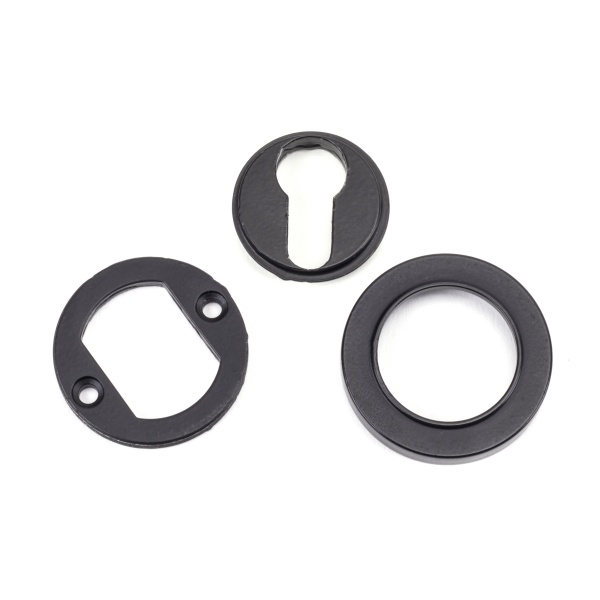 Matt Black Round Euro Escutcheon (Plain Rose)