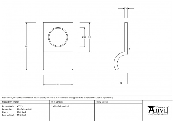 Matt Black Rim Cylinder Pull