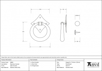 Satin Marine SS (316) Ring Door Knocker