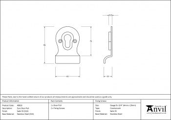 Satin Marine SS (316) Euro Door Pull