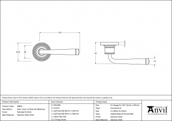 Polished Marine SS (316) Avon Round Lever on Rose Set (Beehive)