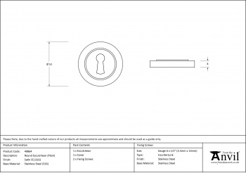 Satin Marine SS (316) Round Escutcheon (Plain)