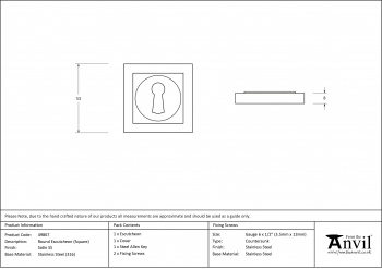 Satin Marine SS (316) Round Escutcheon (Square)