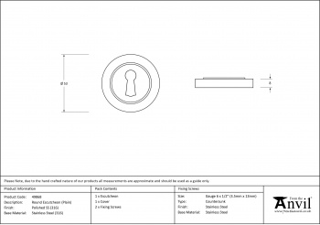 Polished Marine SS (316) Round Escutcheon (Plain)