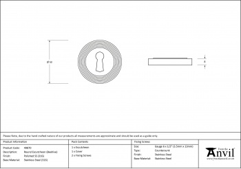 Polished Marine SS (316) Round Escutcheon (Beehive)