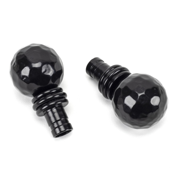 Black Hammered Ball Curtain Finial (pair)