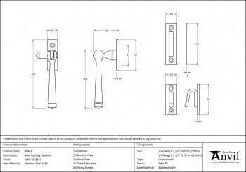 Satin Marine SS (316) Locking Avon Fastener