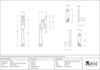 Satin Marine SS (316) Night-Vent Locking Avon Fastener