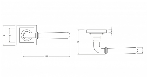 Aged Brass Newbury Lever on Rose Set (Square) - U