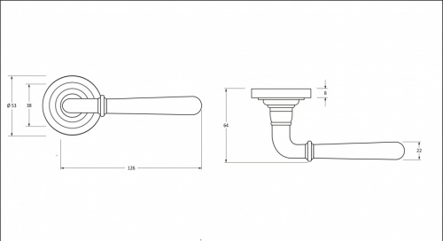 Polished Chrome Newbury Lever on Rose Set (Art Deco) - U