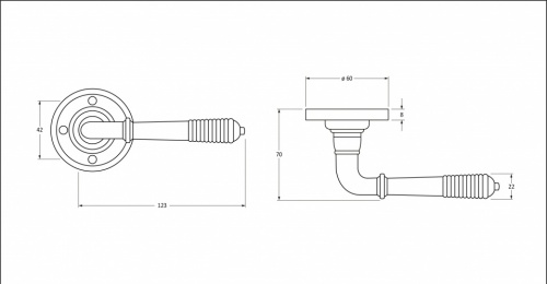 Polished Nickel Reeded Lever on Rose Set - U